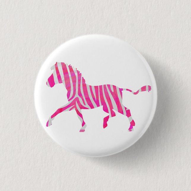 Zebra Hot Pink and White Silhouette 3 Cm Round Badge (Front)
