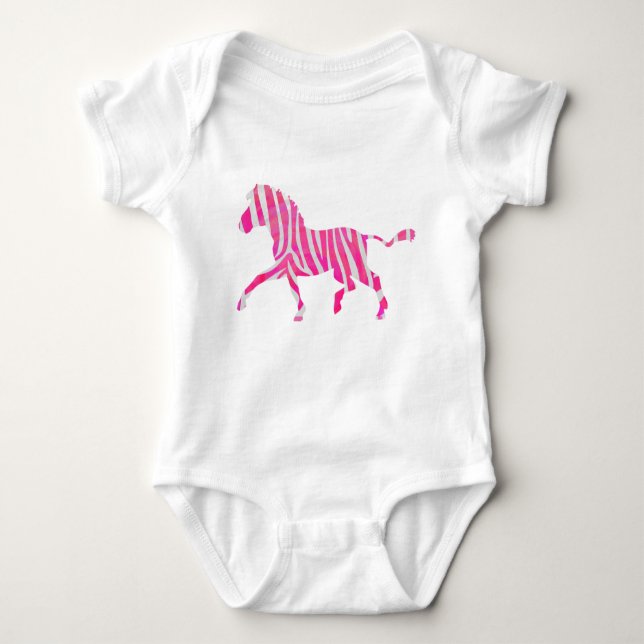 Zebra Hot Pink and White Silhouette Baby Bodysuit (Front)
