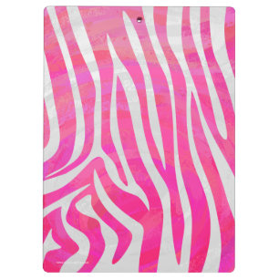 Zebra Hot Pink and White Silhouette Clipboard