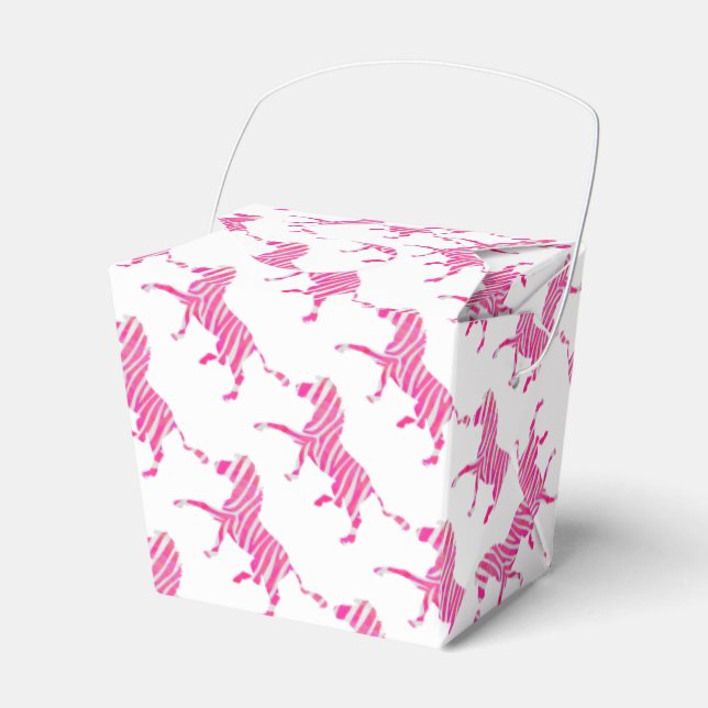 Zebra Hot Pink and White Silhouette Favour Box (Front Side)