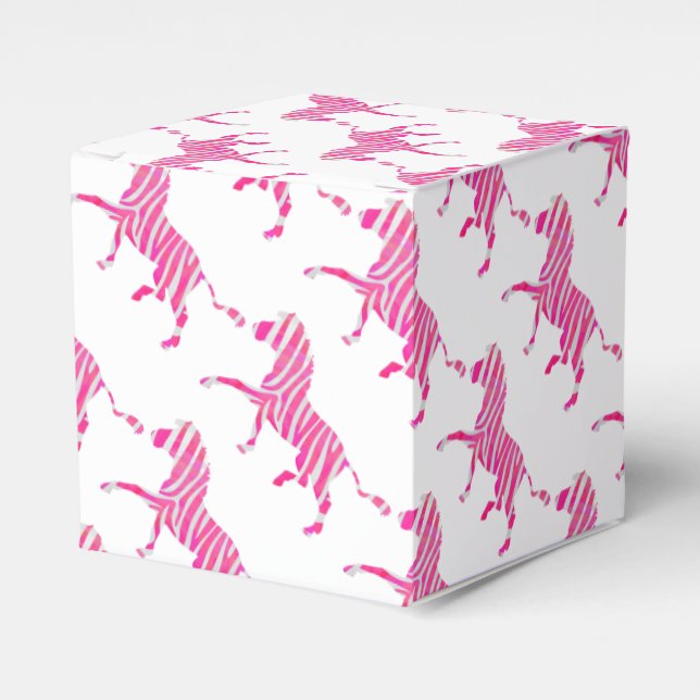 Zebra Hot Pink and White Silhouette Favour Box (Front Side)