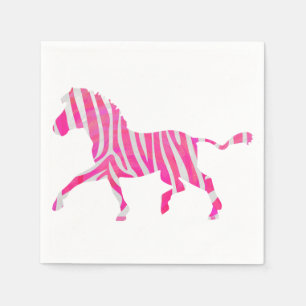 Zebra Hot Pink and White Silhouette Napkin