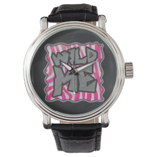 Zebra Hot Pink and White Wild Me Watch