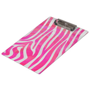 Zebra Hot Pink and White with Monogram Clipboard