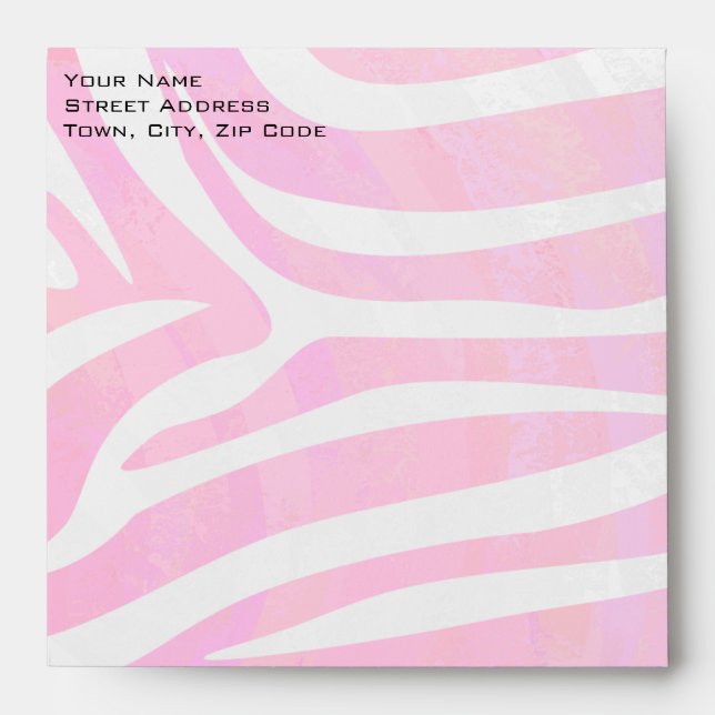 Zebra Hot Pink and White with Monogram Envelopes (Front)