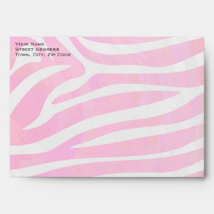 Zebra Hot Pink and White with Monogram Envelopes