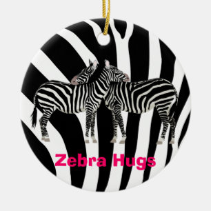 Zebra Hugs Ceramic Tree Decoration