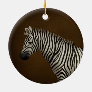 Zebra Illustration Exotic Wildlife Ceramic Tree Decoration