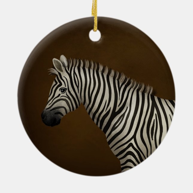 Zebra Illustration Exotic Wildlife Ceramic Tree Decoration (Back)