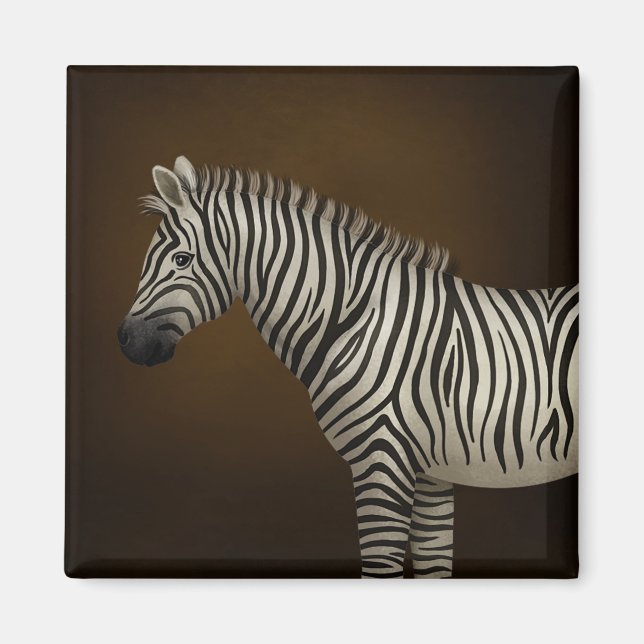 Zebra Illustration Exotic Wildlife Magnet (Front)