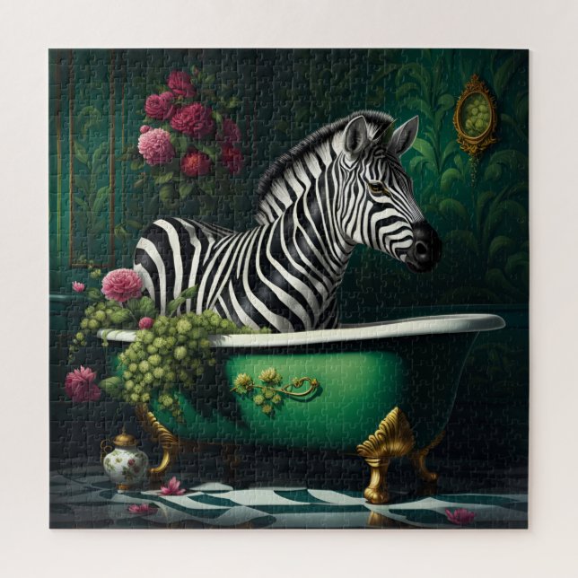 Zebra in a Bathtub Jigsaw Puzzle (Vertical)