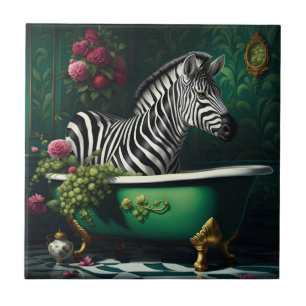 Zebra in a Bathtub Tile