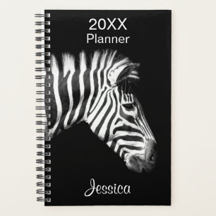 Zebra in Black and White Personalized Name Planner