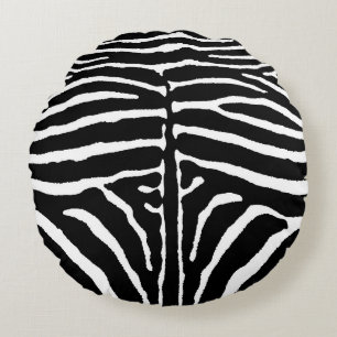 Zebra in Black and White Round Cushion