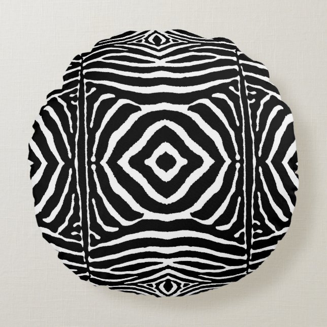 Zebra in Black and White Round Cushion (Front)