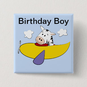 Zebra in Colorful Airplane Kids 15 Cm Square Badge