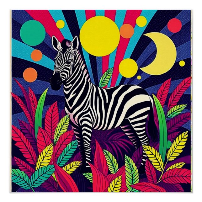 Zebra in foliage poster (Front)