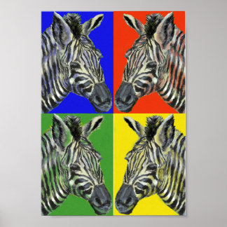Zebra in four colours Poster
