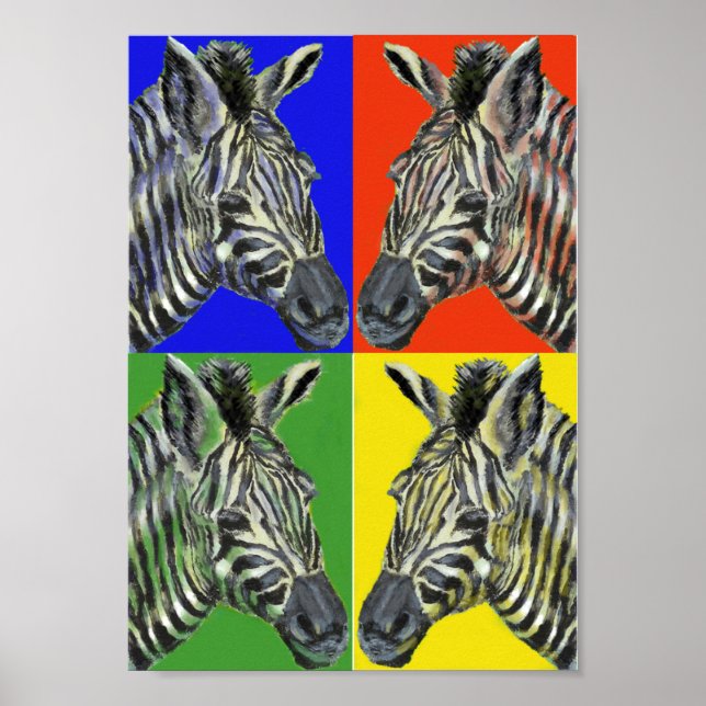 Zebra in four colours Poster (Front)