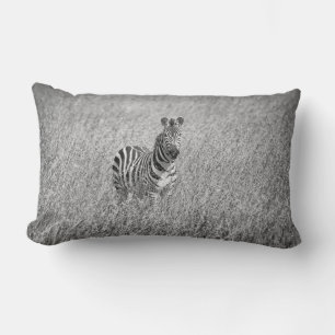 Zebra in high grass lumbar cushion