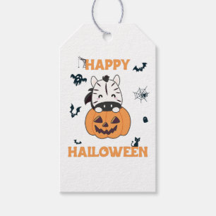 Zebra In Pumpkin Cute Zebras Happy Halloween Gift Tags
