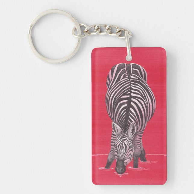 Zebra in Red Keychain (Front)