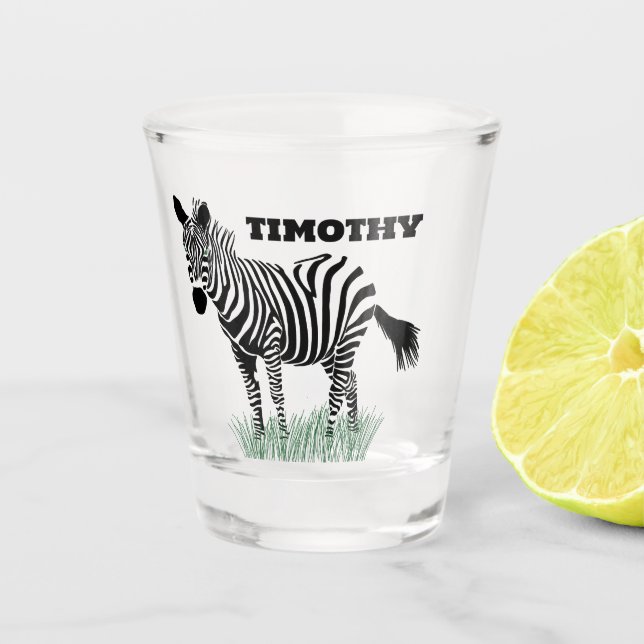 Zebra in the Grass Realistic Illustration Shot Glass (Front)