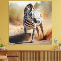 Zebra in the Wild Dramatic Sunset Safari Art