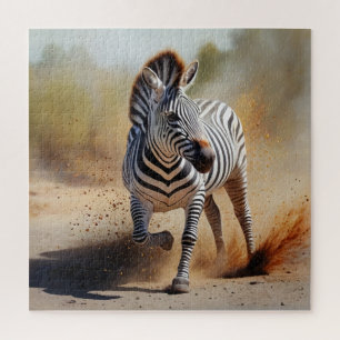 Zebra in the Wild Dramatic Sunset Safari Art Jigsaw Puzzle