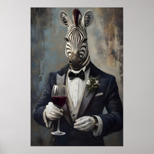 Zebra In Tuxedo Poster, Animal Poster, Zebra In Poster