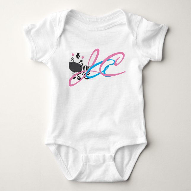 Zebra Inital Baby Bodysuit (Front)