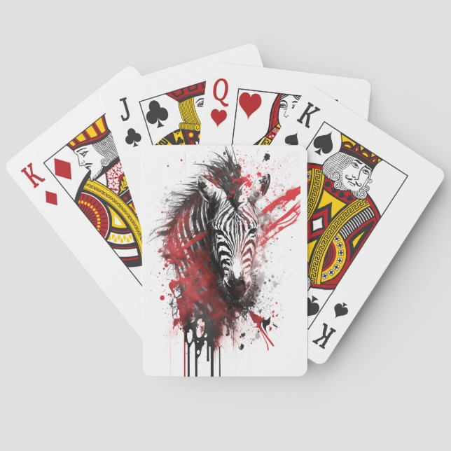 Zebra Ink Painting Playing Cards (Back)