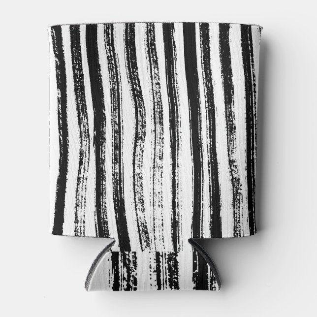Zebra-Inspired Ink Stripe Design Can Cooler (Front)