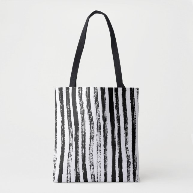 Zebra-Inspired Ink Stripe Design Tote Bag (Front)