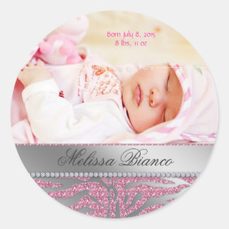 Zebra Jewellery Baby Girl Sticker Pink Silver