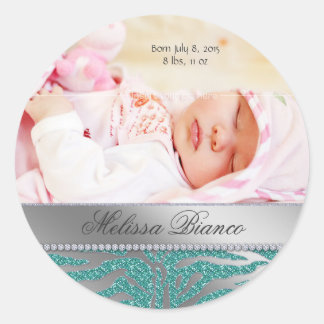 Zebra Jewellery Baby Girl Sticker Silver Teal 2