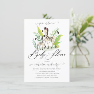 Zebra Jungle Baby Shower Invitation