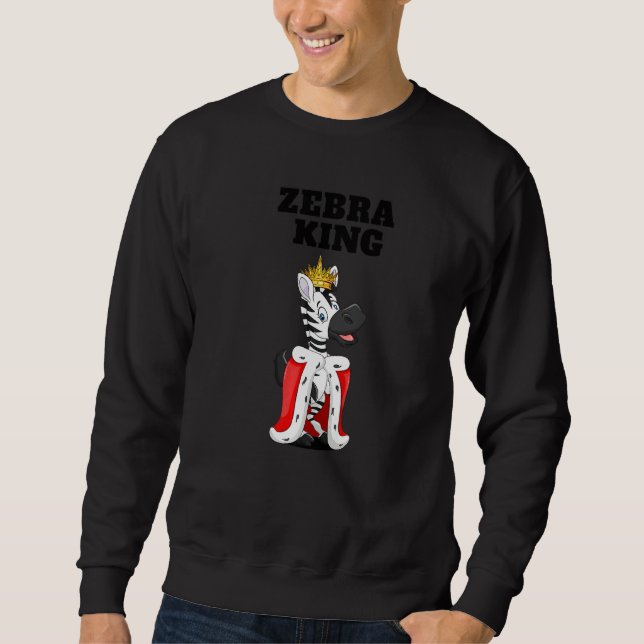 Zebra King Boys Zebra  Mens Zebra Sweatshirt (Front)