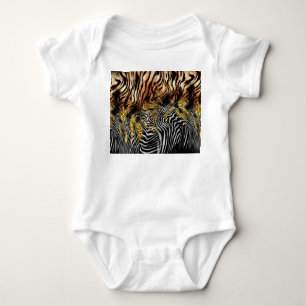 Zebra Leopard Skin Mixed Pattern Baby Bodysuit