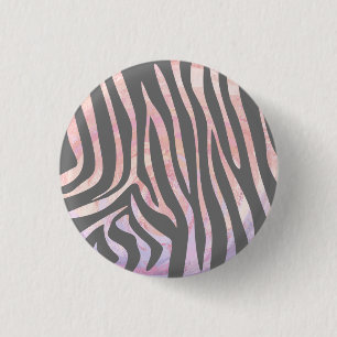 Zebra Light Grey and Pink Print 3 Cm Round Badge