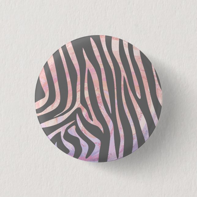 Zebra Light Grey and Pink Print 3 Cm Round Badge (Front)