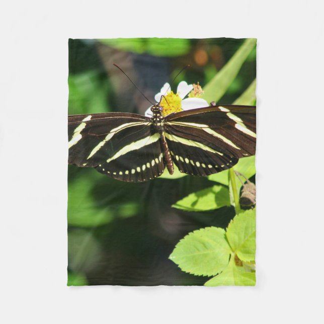 Zebra Longwing Butterfly Fleece Blanket (Front)