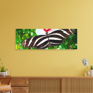 Zebra longwing butterfly on a Hibiscus Red Heart Canvas Print