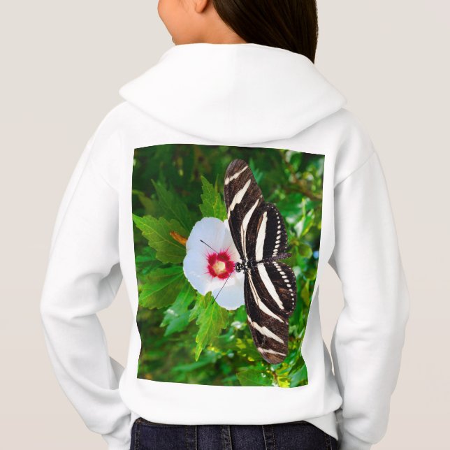 Zebra longwing butterfly on a Hibiscus Red T-Shirt (Back)