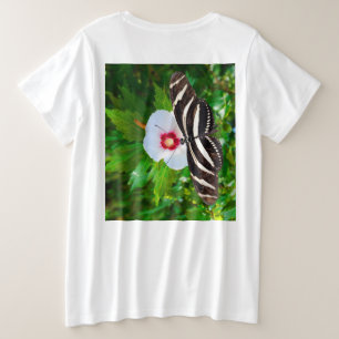 Zebra longwing butterfly on a Hibiscus Red T-Shirt Plus Size T-Shirt