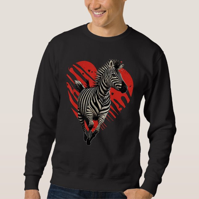 Zebra Love Heart for Valentines Day on Zebra  4 Sweatshirt (Front)