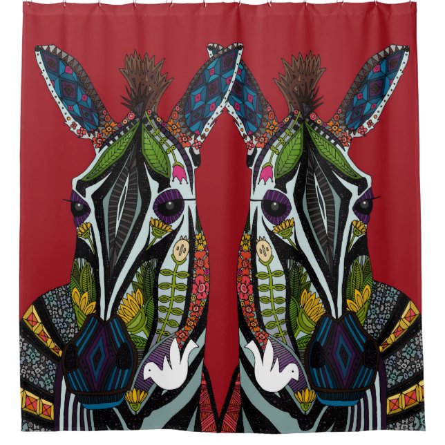zebra love red shower curtain (Front)