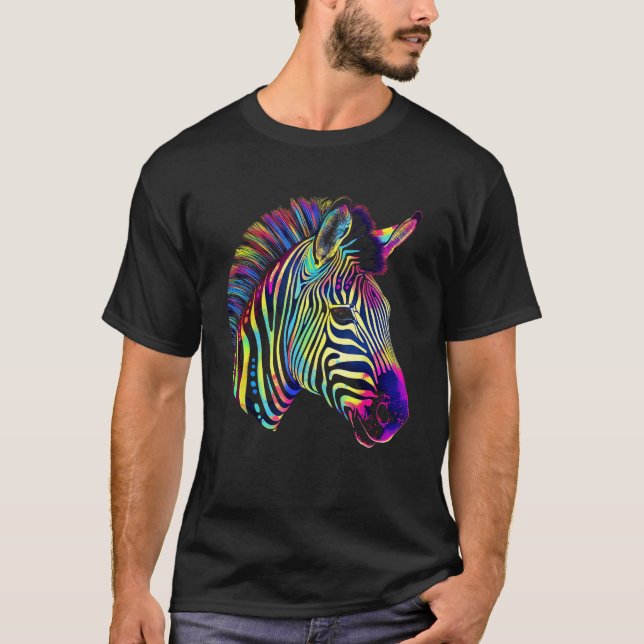Zebra Lover Artwork Animal Colourful Motif Zebra 1 T-Shirt (Front)