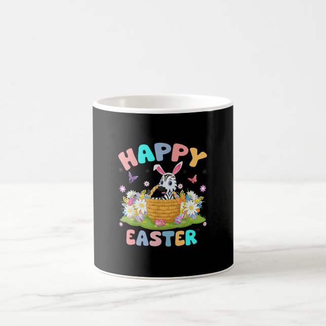 Zebra Lover Happy Easter Bunny Zebra Easter Sunday Coffee Mug (Center)