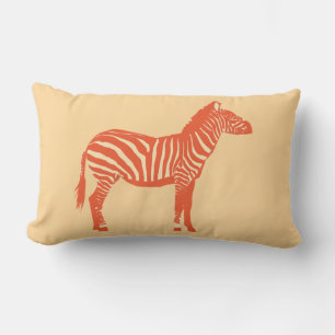 Zebra - Mandarin and light orange Lumbar Cushion
